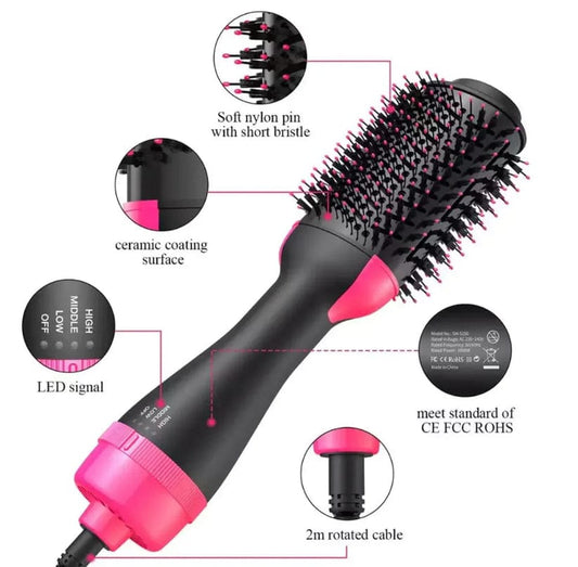 4-in-1 One-Step Hot Air Brush | Hair Dryer, Straightener, Curler & Volumizer