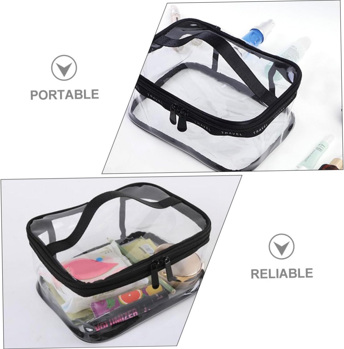 Clear Travel Makeup Bag | Waterproof Transparent Cosmetic & Toiletry Organizer
