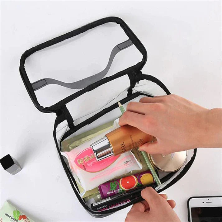 Clear Travel Makeup Bag | Waterproof Transparent Cosmetic & Toiletry Organizer