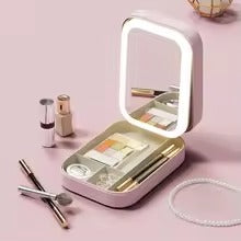 Portable LED Makeup Mirror & Jewellery Storage Box | 3-Colour Light Beauty Organizer