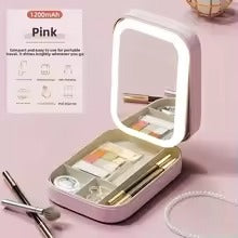 Portable LED Makeup Mirror & Jewellery Storage Box | 3-Colour Light Beauty Organizer
