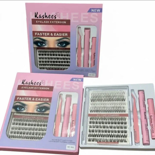 4-in-1 Eyelash Extension Kit | Mixed Lash Clusters with Glue & Applicator