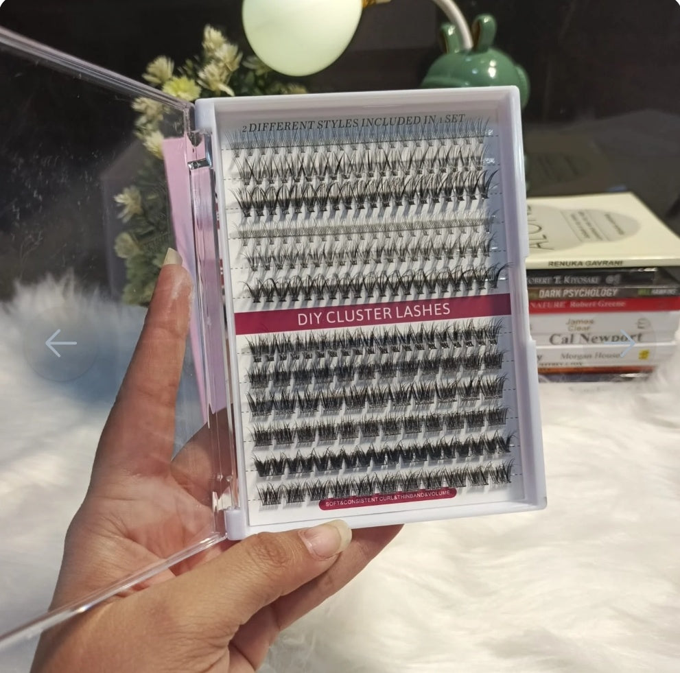 4-in-1 Eyelash Extension Kit | Mixed Lash Clusters with Glue & Applicator