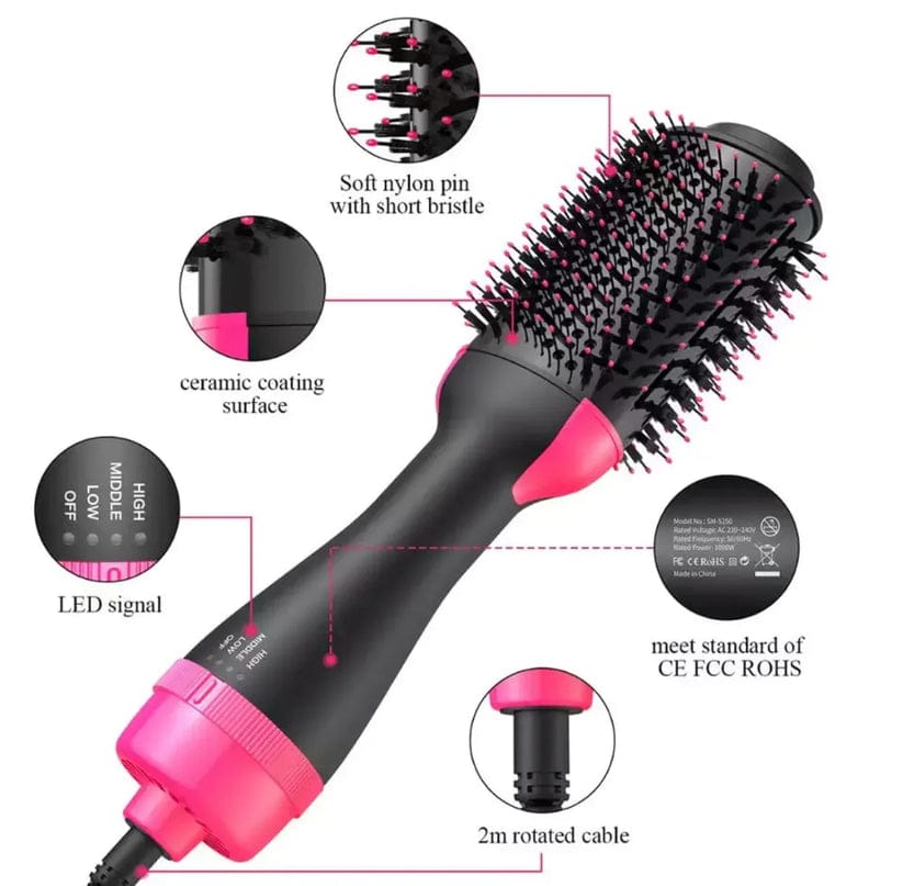 4-in-1 One-Step Hot Air Brush | Hair Dryer, Straightener, Curler & Volumizer