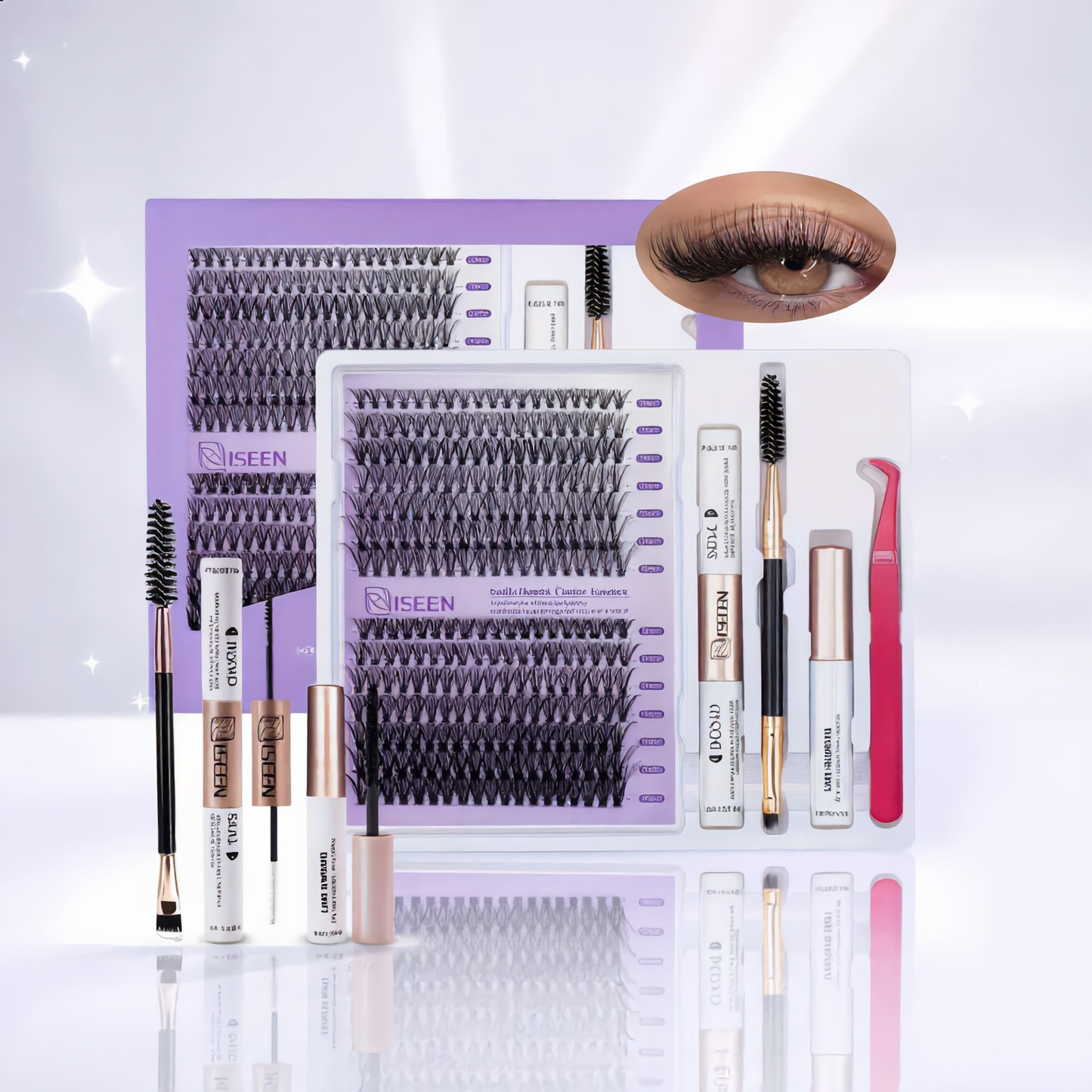 Lash Extension Mix Styles Individual Lash Clusters with Bond & Seal Remover Tweezers